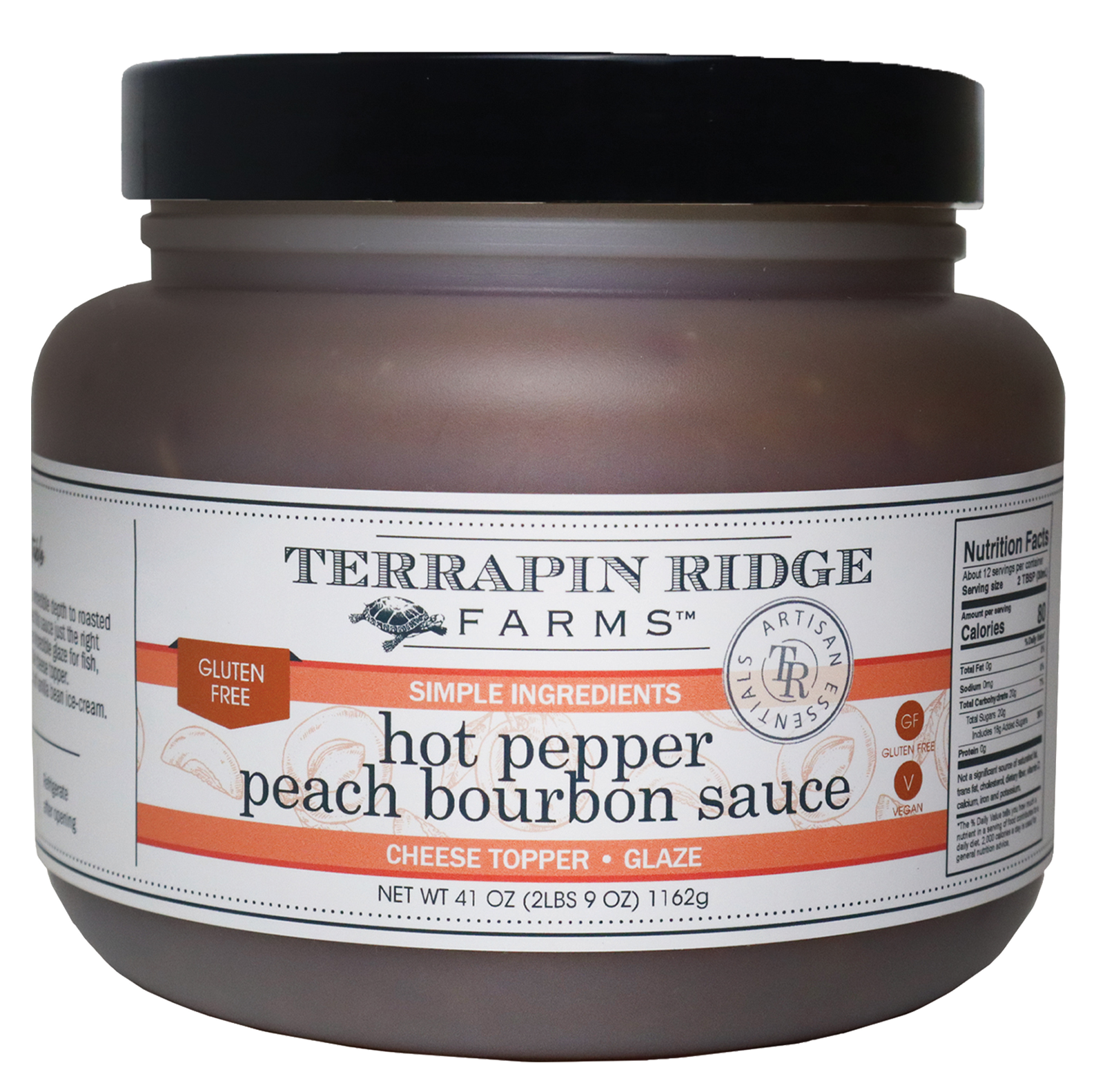 Hot Pepper Peach Bourbon Sauce - Quart