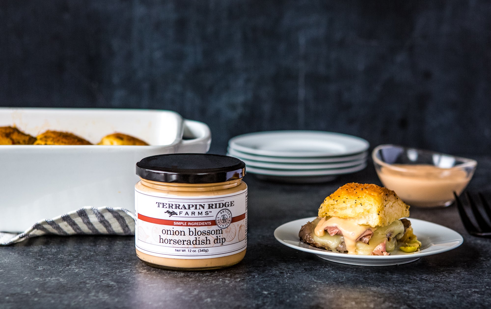 Cheesy Roast Beef Sliders with Terrapin Ridge Farms Onion Blossom Horseradish