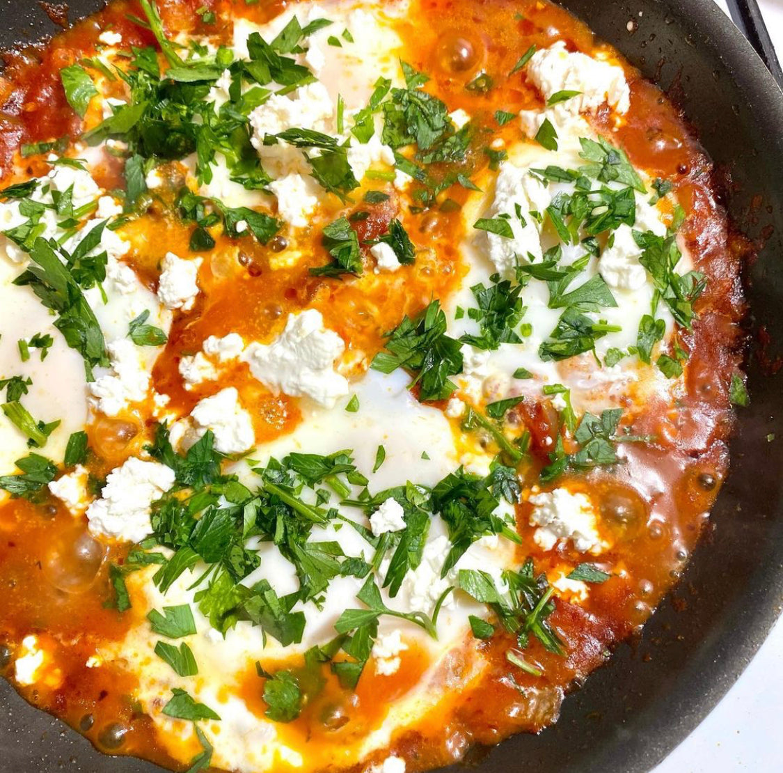Sriracha Goat Cheese Shakshuka with Terrapin Ridge Farms Sriracha Aioli
