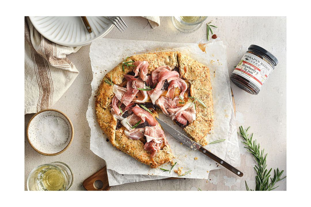 Brie and Prosciutto Galette with Strawberry Fig Jam
