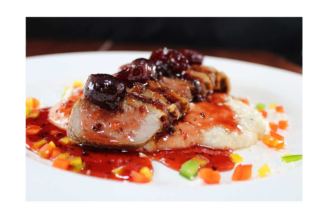 Seared Duck Breast with Smoky Dark Cherry Sauce 