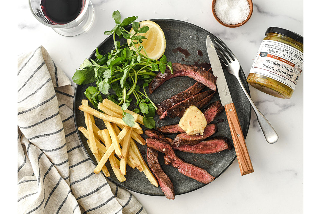 Bistro Steak with Terrapin Ridge Farms Smokey Maple Bacon Mustard Compound Butter