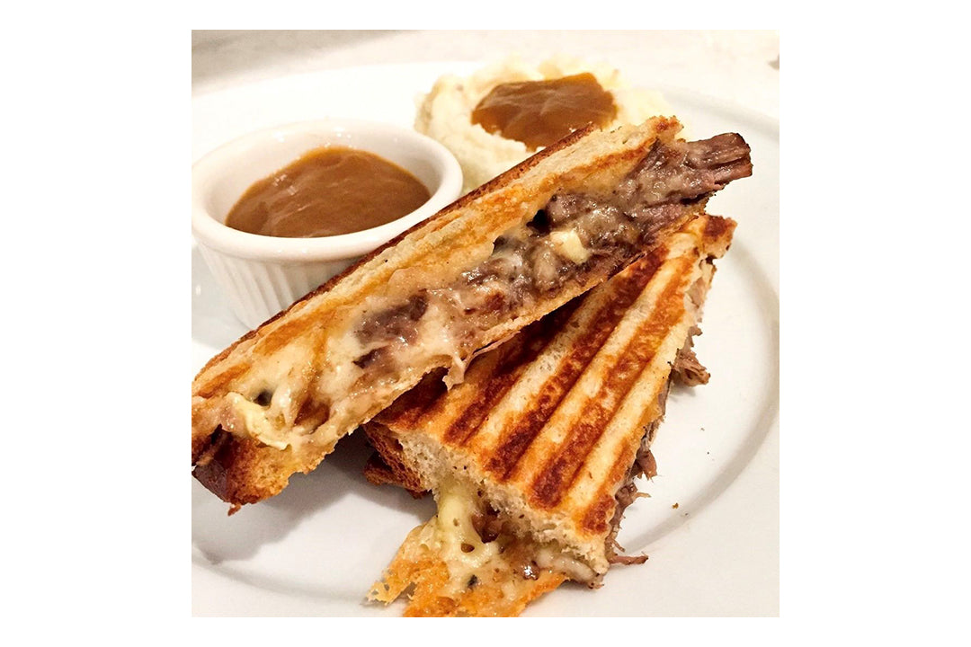 Pot Roast Grilled Cheese with Terrapin Ridge Farms Sriracha Horseradish