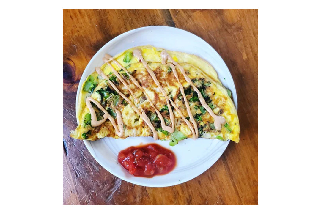 Omelet with Harissa Aioli Squeeze