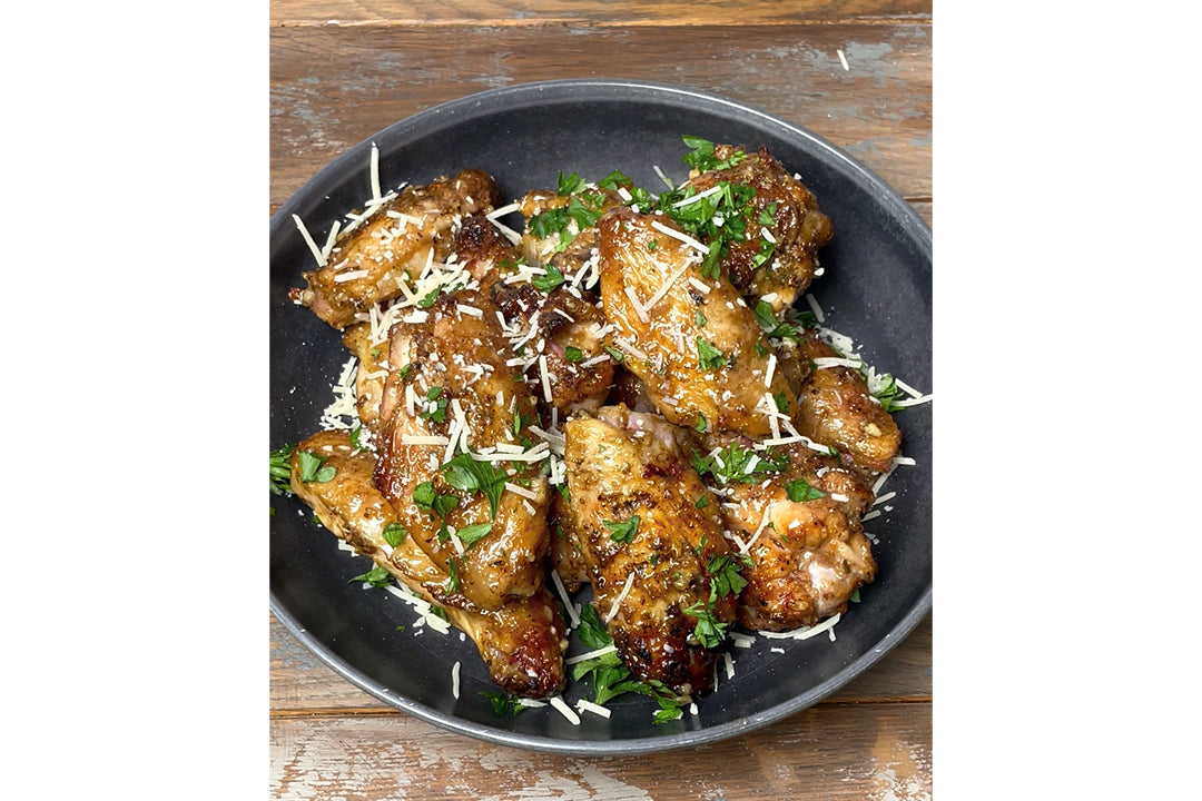 Hot Truffle Garlic Parm Wings with Terrapin Ridge Farms Truffle Hot Sauce