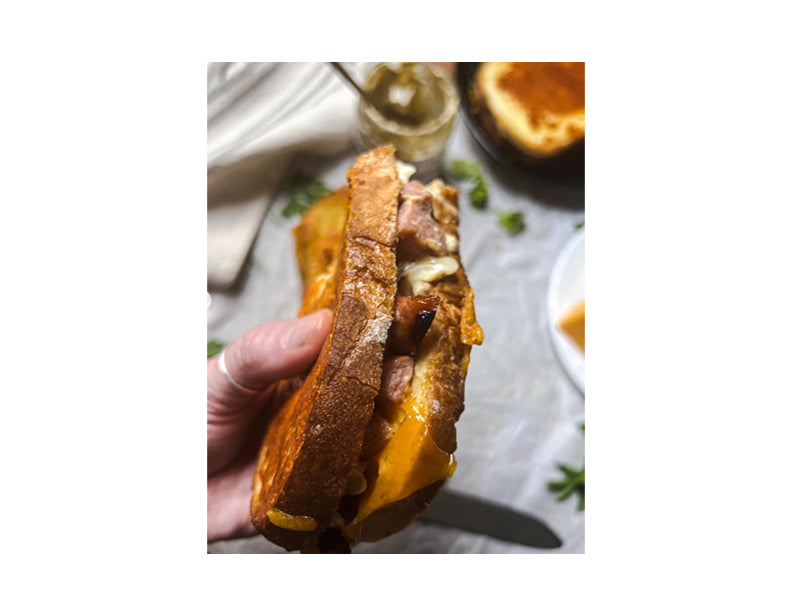 Polish Kielbasa Grilled Cheese Sandwich with Terrapin Ridge Farms Dill Pickle Mustard
