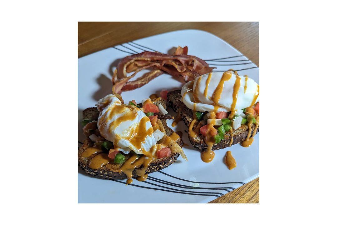Poached Eggs Over Toast with Spicy Chipotle