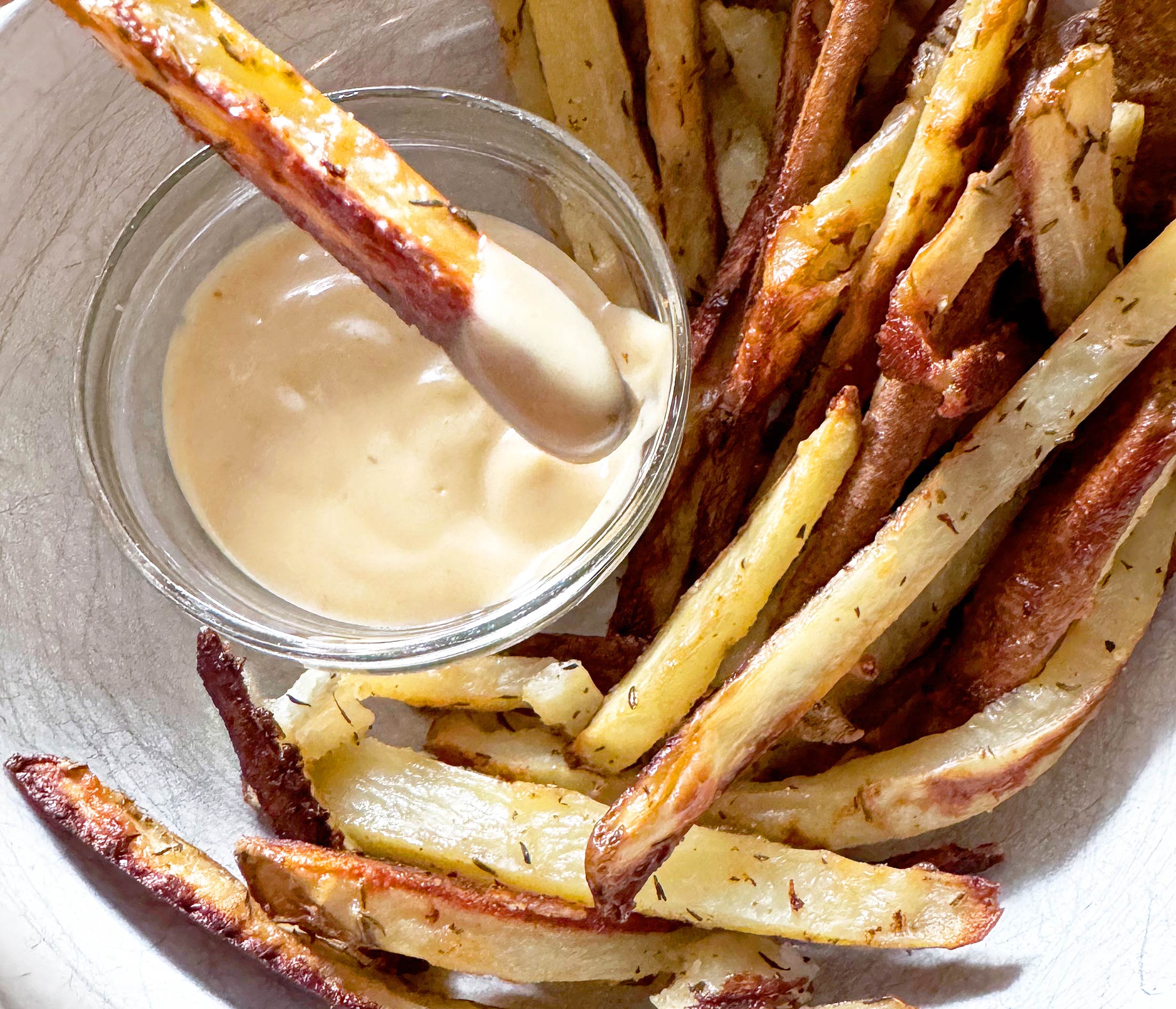 Oven Baked Parmesan Fries with Lemon Garlic Aioli