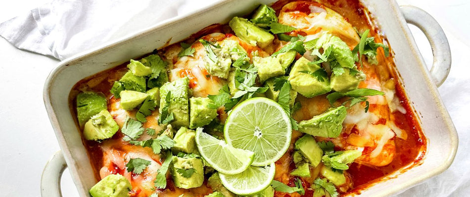 Red Pepper Salsa Chicken topped with Avocado and Terrapin Ridge Farms Red Pepper Salsa