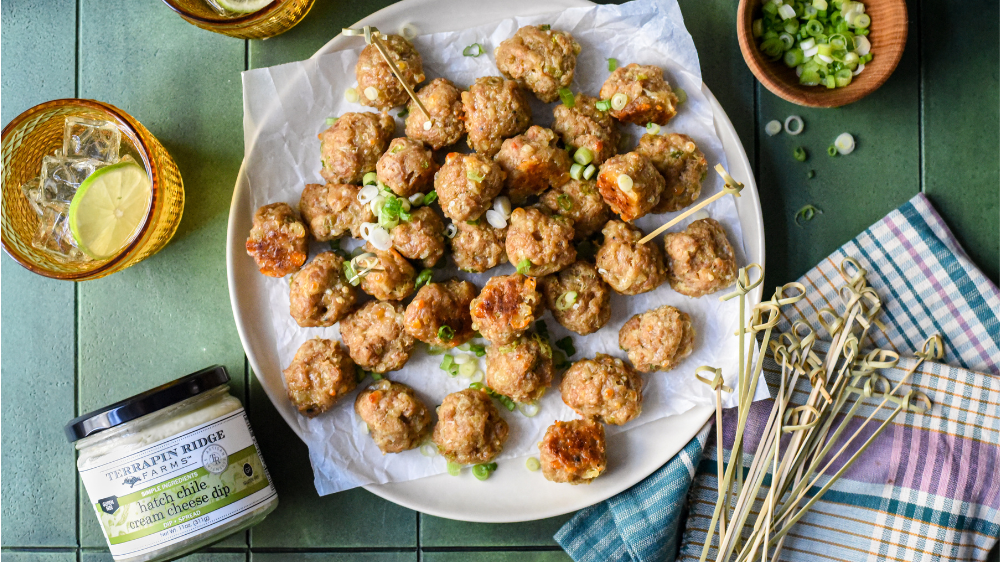 Hatch Chile Cream Cheese Sausage Balls