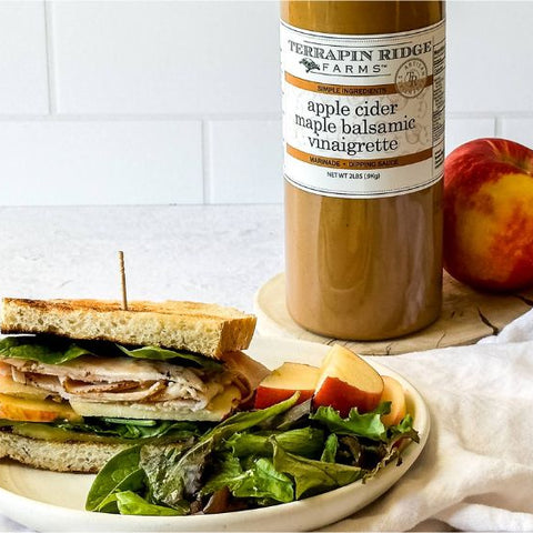Turkey, Spinach, and Apple Sandwich with Apple Cider Maple Balsamic Dressing recipe