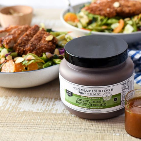 Crispy Sesame Chicken Salad Featuring Ginger, Miso & Honey Dressing recipe