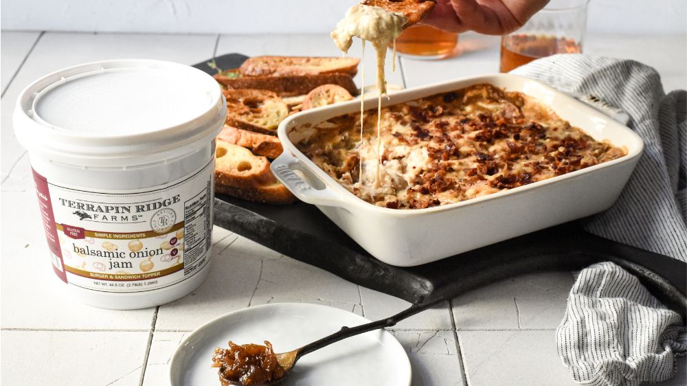 French Onion Soup Dip with Balsamic Onion Jam