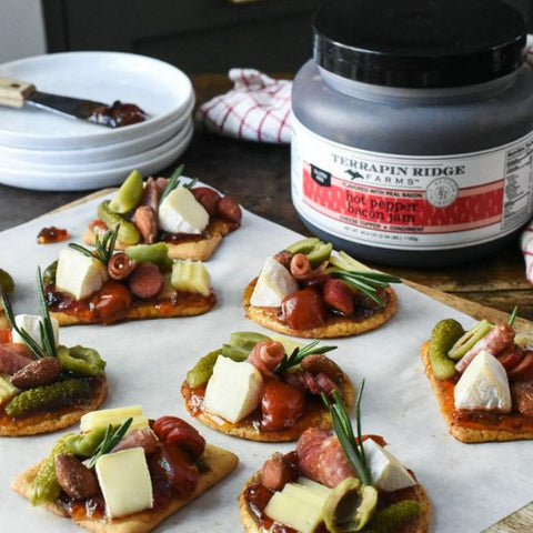 Hot Pepper Bacon Jam Mini Charcuterie Board Crackers recipe