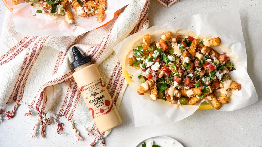 Loaded Shawarma Fries with Terrapin Ridge Farms Harissa Aioli