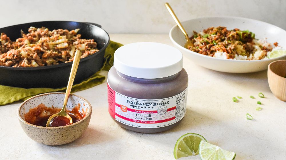 Thai Chile Guava Jam Egg Roll Bowl