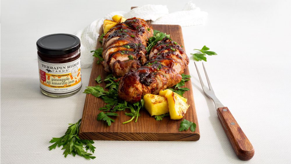 Pineapple Aji Amarillo Glazed Pork Tenderloin 