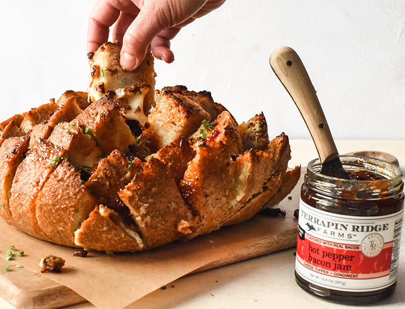 Brie & Hot Pepper Bacon Jam Pull-Apart Bread