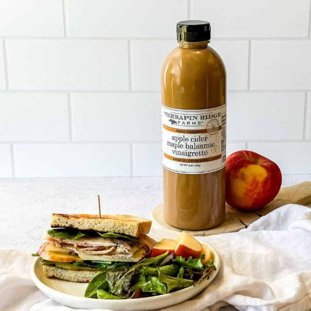 Turkey, Spinach, and Apple Sandwich with Apple Cider Maple Balsamic Dressing