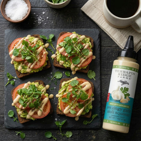 Zingy Garlic Avocado Toast with Tomato recipe