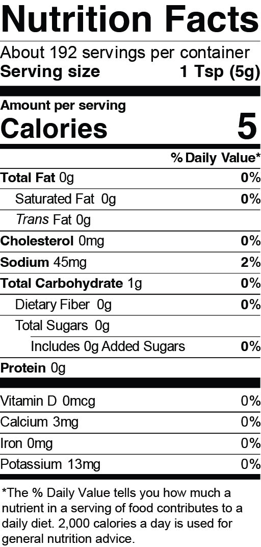 Nutrition Facts for Smokey Onion Mustard - Quart