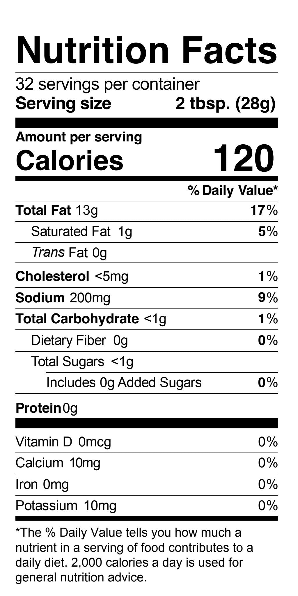Nutrition Facts for Cilantro Lime Ranch Dressing - Quart