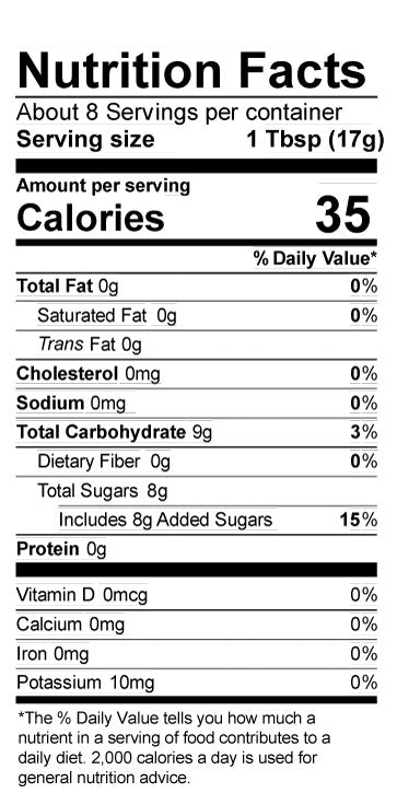 Nutrition Facts for Cranberry Relish with Grand Marnier - Quart - Available to ship 8/31/26
