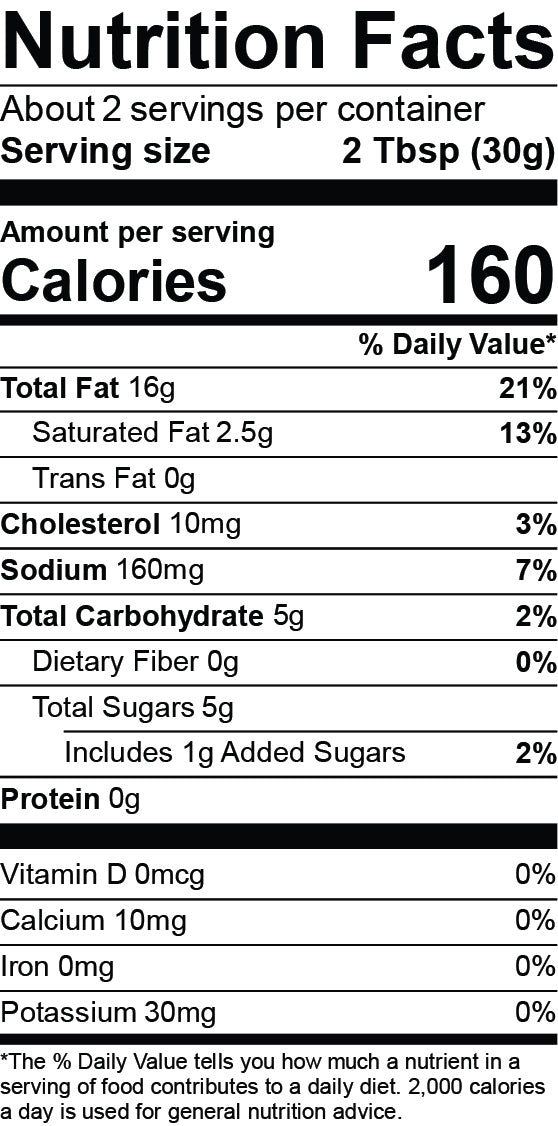 Nutrition Facts for Onion Blossom Horseradish Dip - 4 oz