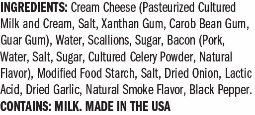 Ingredients for Bacon & Scallion Cream Cheese Dip - 5 oz