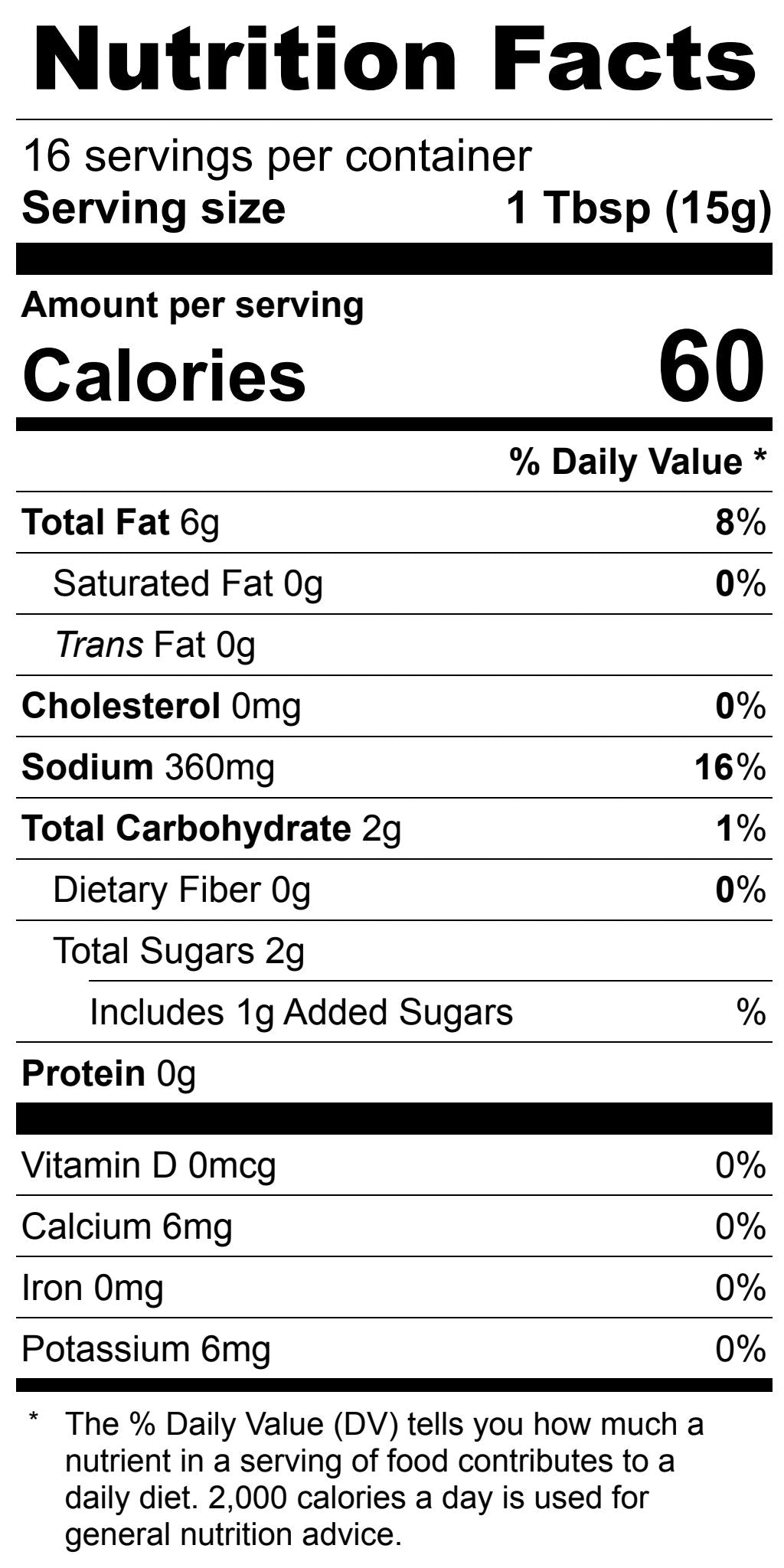 Nutrition Facts for Spicy Chipotle Garnishing Squeeze - 8.5 oz