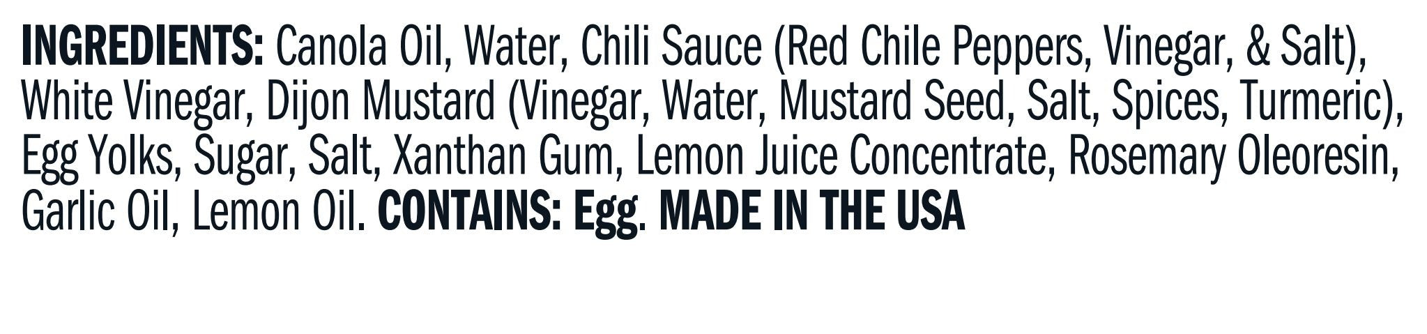 Ingredients for Sriracha Aioli Garnishing Squeeze - 7.75 oz