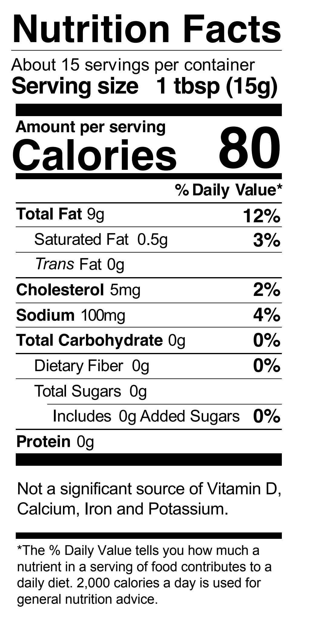 Nutrition Facts for Sriracha Aioli Garnishing Squeeze - 7.75 oz