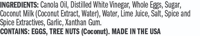 Ingredients for Coconut Curry Aioli Garnishing Squeeze - 8.25 oz