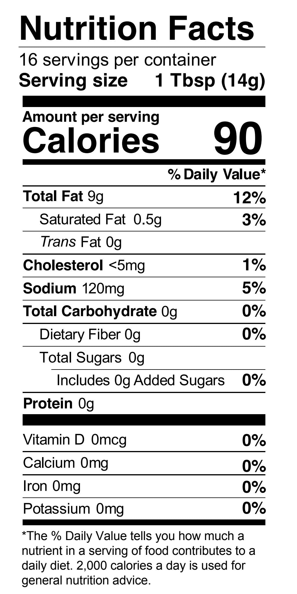 Nutrition Facts for Truffle Aioli Garnishing Squeeze - 8 oz