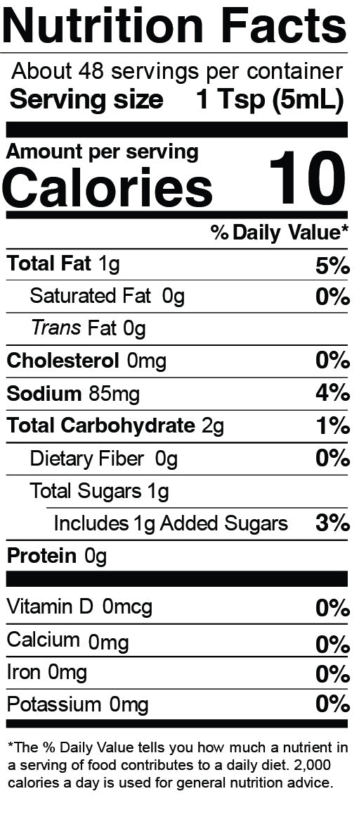 Nutrition Facts for Truffle Hot Sauce Garnishing Squeeze - 8 fl oz