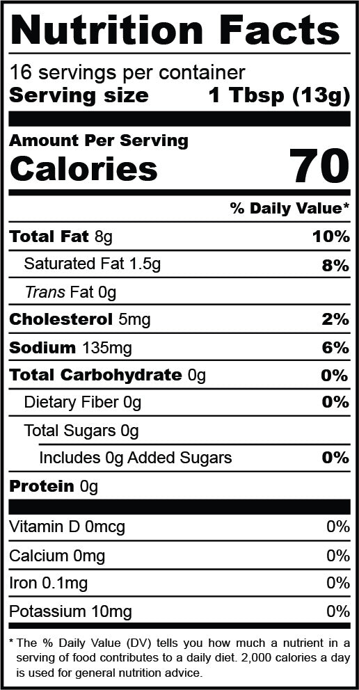 Nutrition Facts for Avo Zingy Garlic Aioli