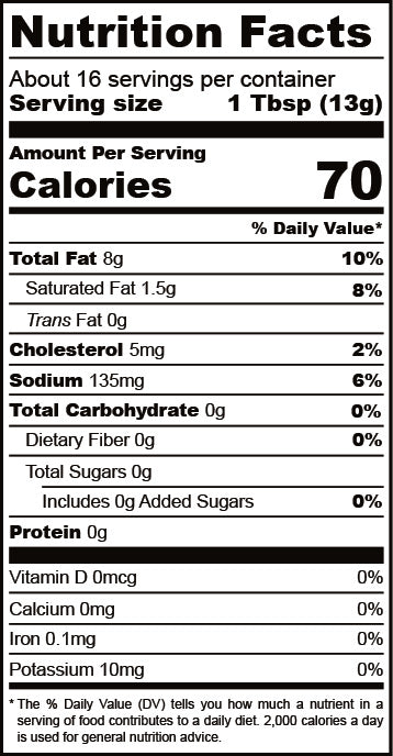 Nutrition Facts for Avo Zingy Garlic Aioli Garnishing Squeeze - 7.5 oz