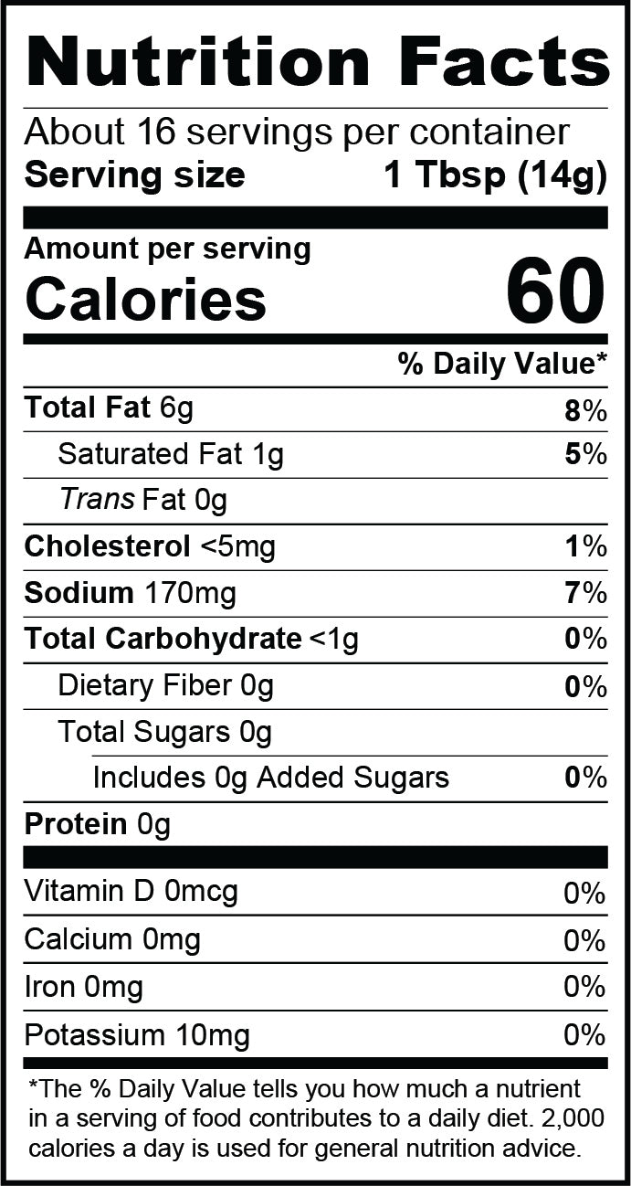 Nutrition Facts for Avo Buffalo Ranch Aioli Squeeze