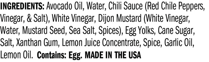 Ingredients for Avo Sriracha Aioli Squeeze
