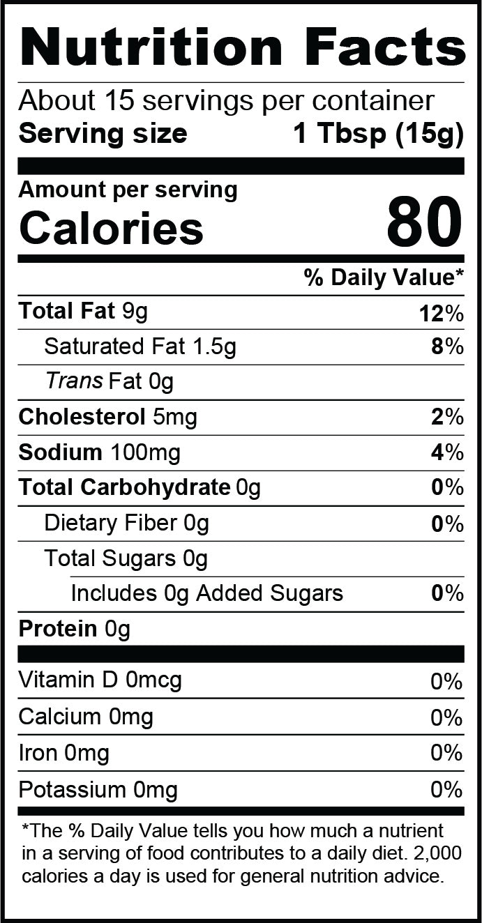 Nutrition Facts for Avo Sriracha Aioli 2 Pack