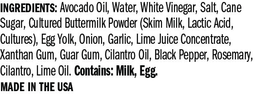 Ingredients for Avo Cilantro Lime Ranch Dressing