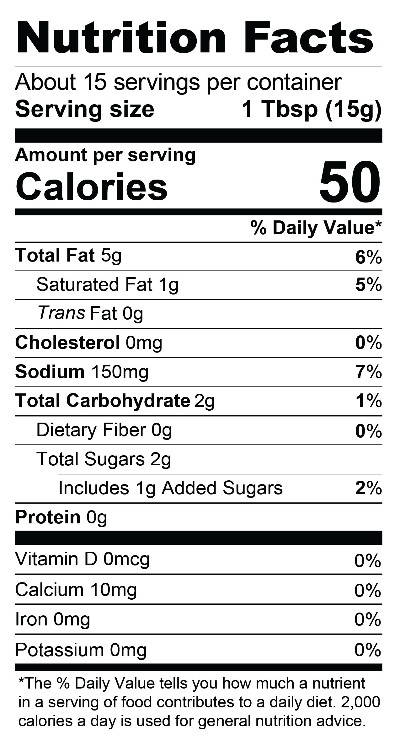Nutrition Facts for Avo Creamy Italian 2 Pack