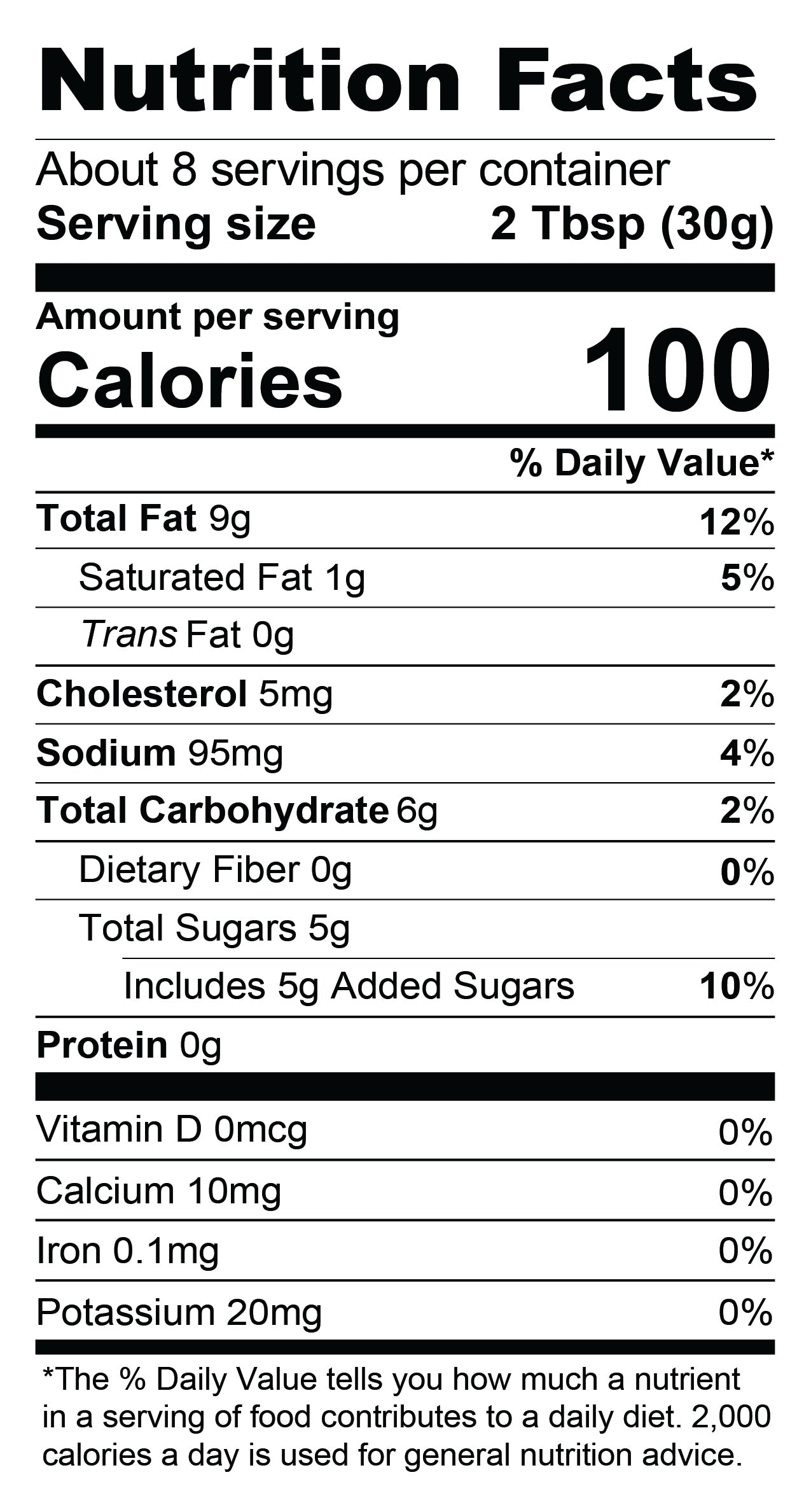 Nutrition Facts for Avo Strawberry Poppyseed 2 Pack