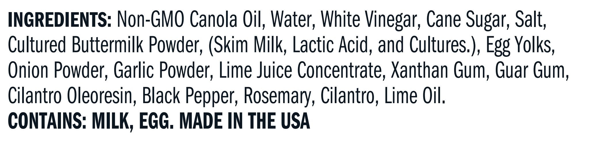 Ingredients for Cilantro Lime Ranch Salad Dressing