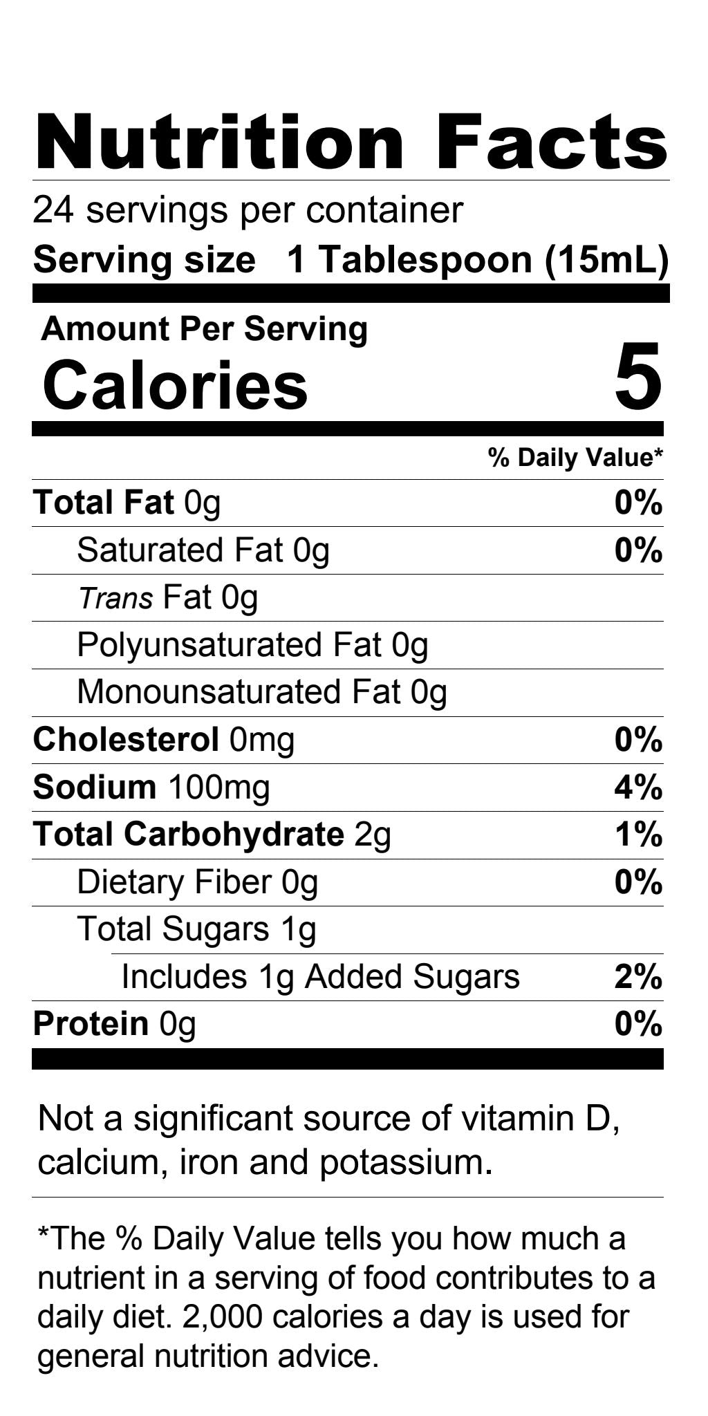 Nutrition Facts for Garlic & Herb Vinaigrette