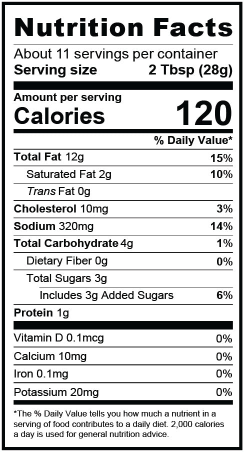 Nutrition Facts for Hatch Chile Bacon Ranch Dip