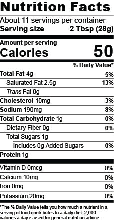 Nutrition Facts for Hatch Chile Cream Cheese Dip