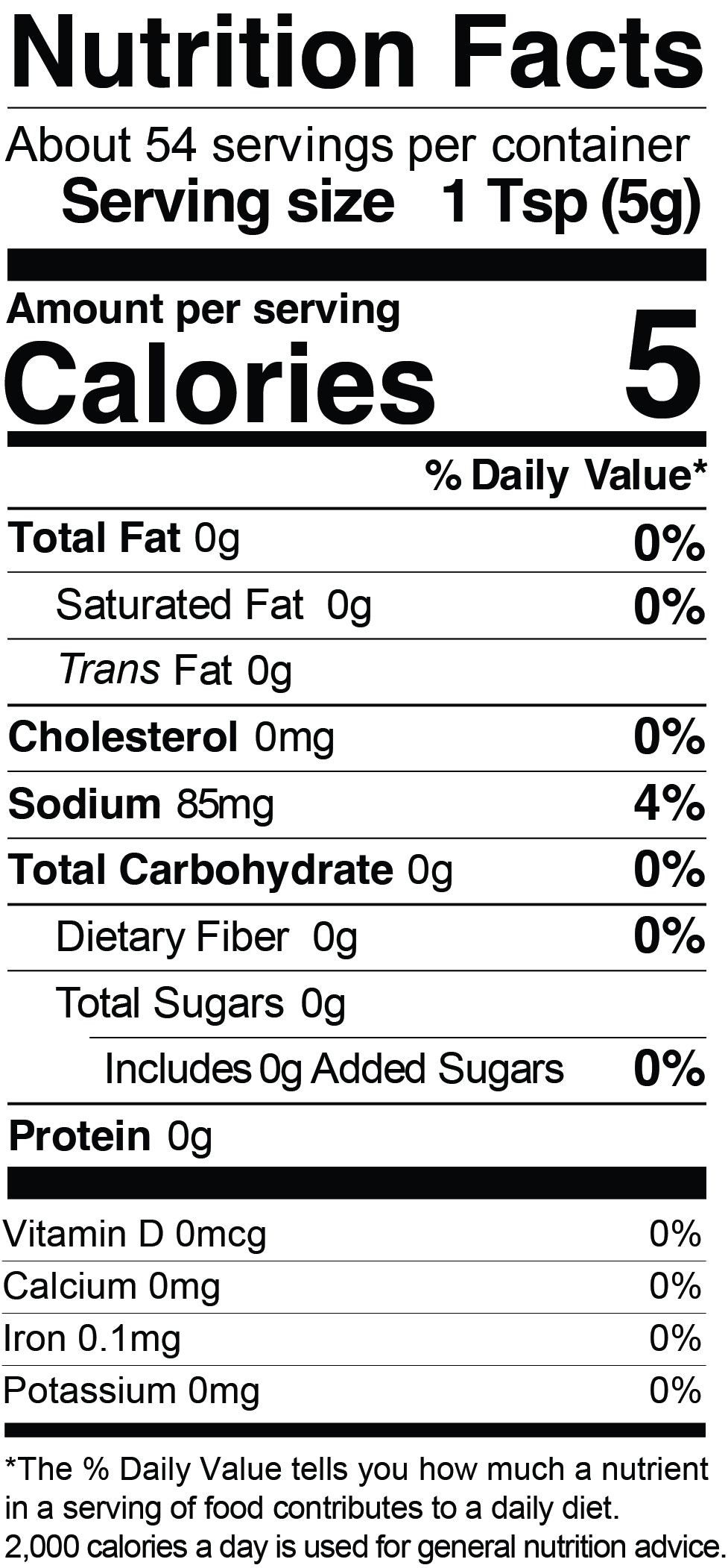 Nutrition Facts for Dill Pickle Mustard
