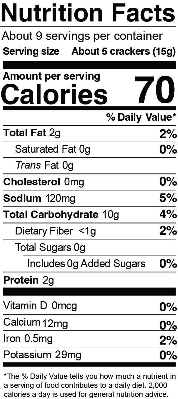 Nutrition Facts for Everything Crackers