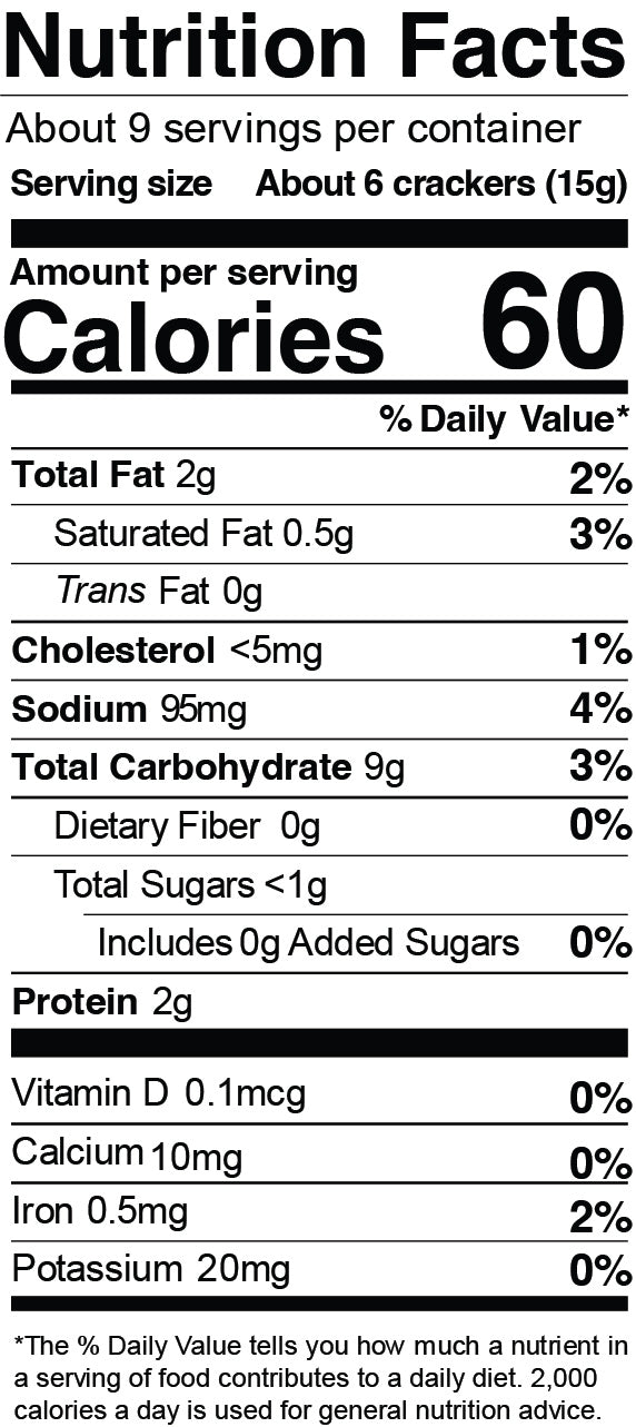 Nutrition Facts for Sea Salt Crackers
